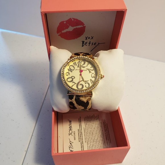 Betsey Johnson Accessories - Betsey Johnson XOX Leopard-Print Watch
